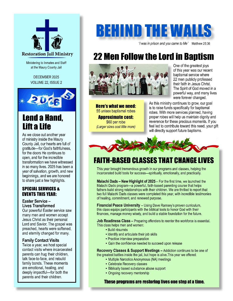 22 Men Follow the Lord in Baptism
One of our greatest joys of this year was our recent baptismal service where 22 men publicly professed their faith in Jesus Christ.